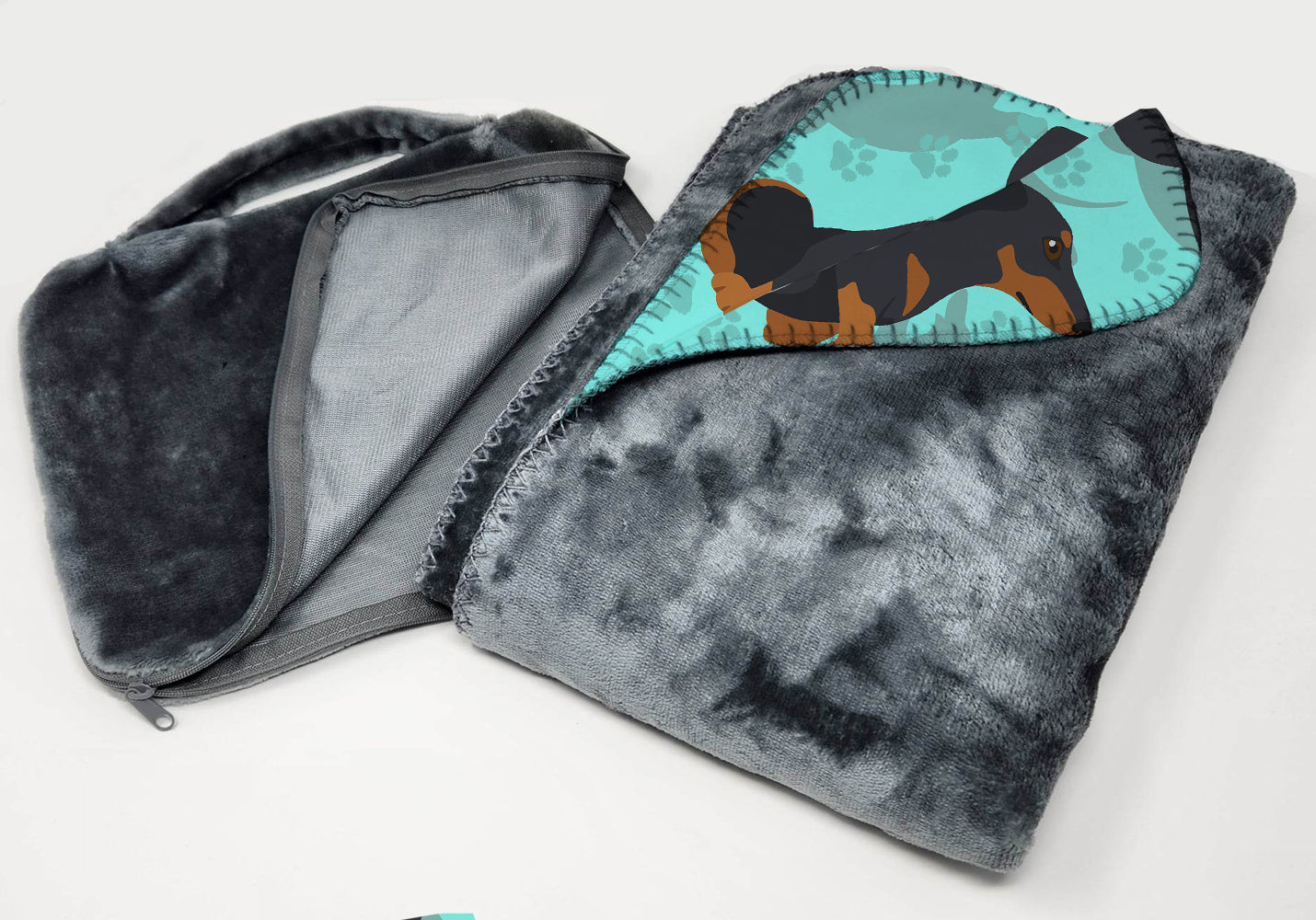 Black and Tan Dachshund Soft Travel Blanket with Bag