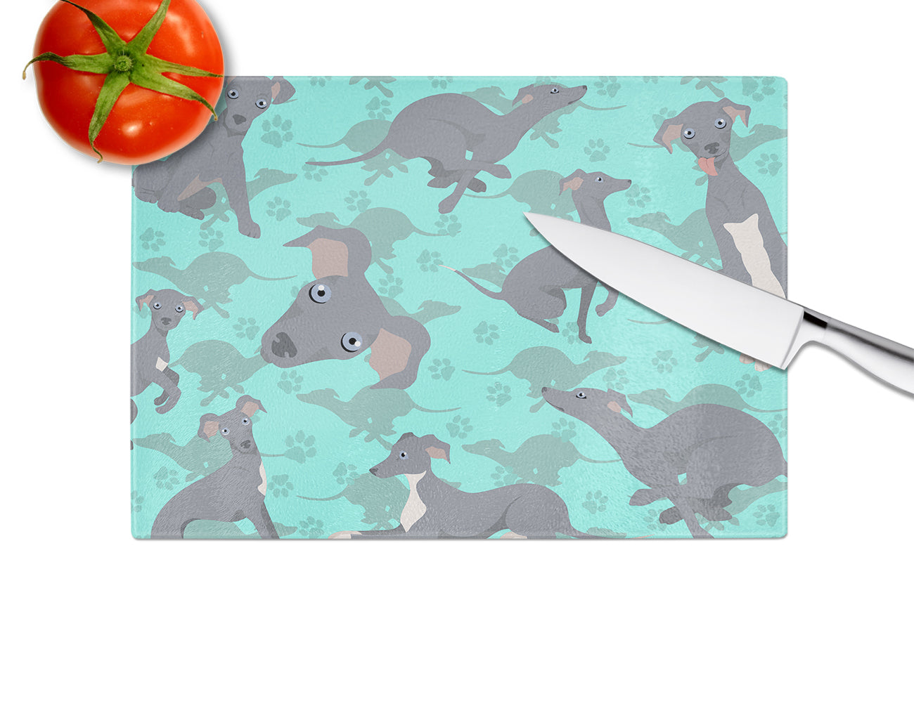 Italian Greyhound Glass Cutting Board Large