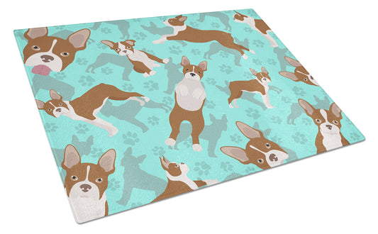 Buy this Red Boston Terrier Glass Cutting Board Large