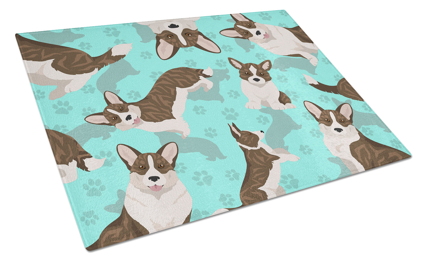 Buy this Brindle Cardigan Corgi Glass Cutting Board Large
