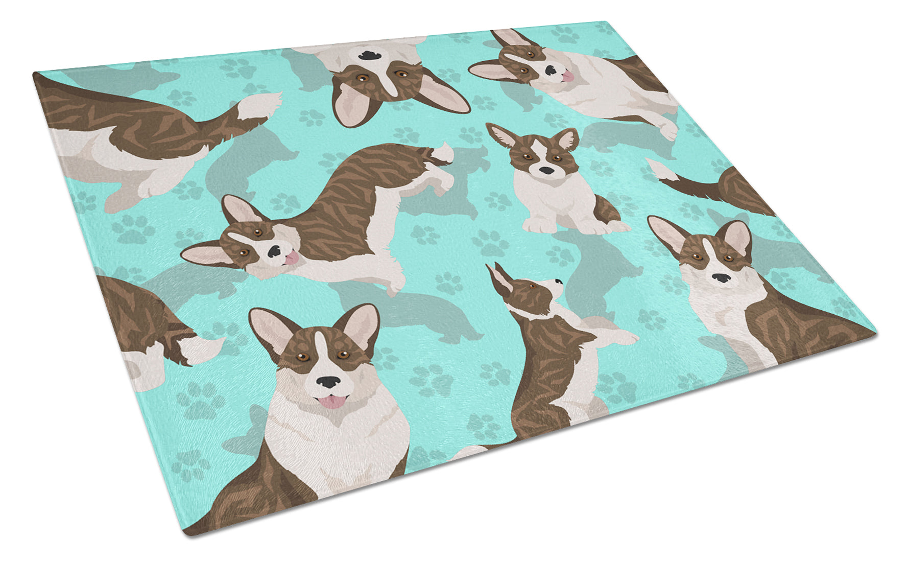 Buy this Brindle Cardigan Corgi Glass Cutting Board Large