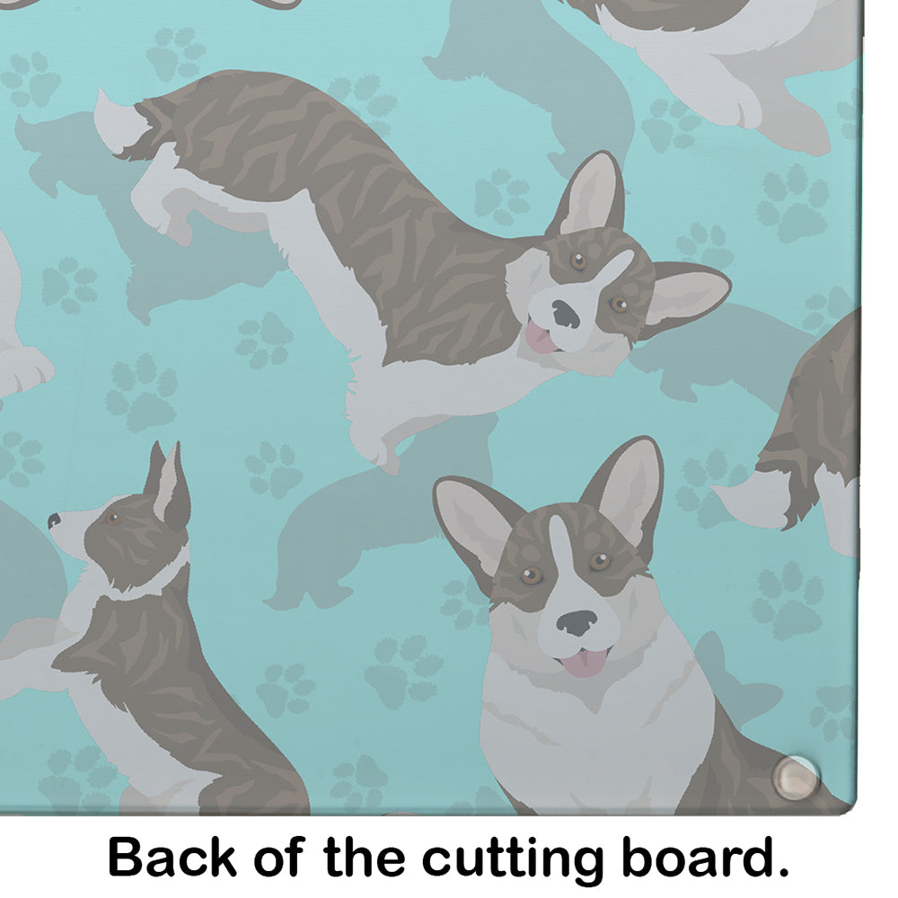 Brindle Cardigan Corgi Glass Cutting Board Large