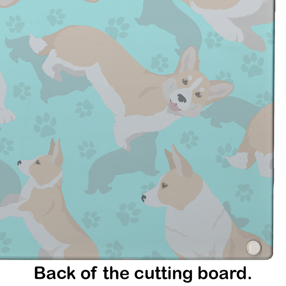 Fawn Cardigan Corgi Glass Cutting Board Large