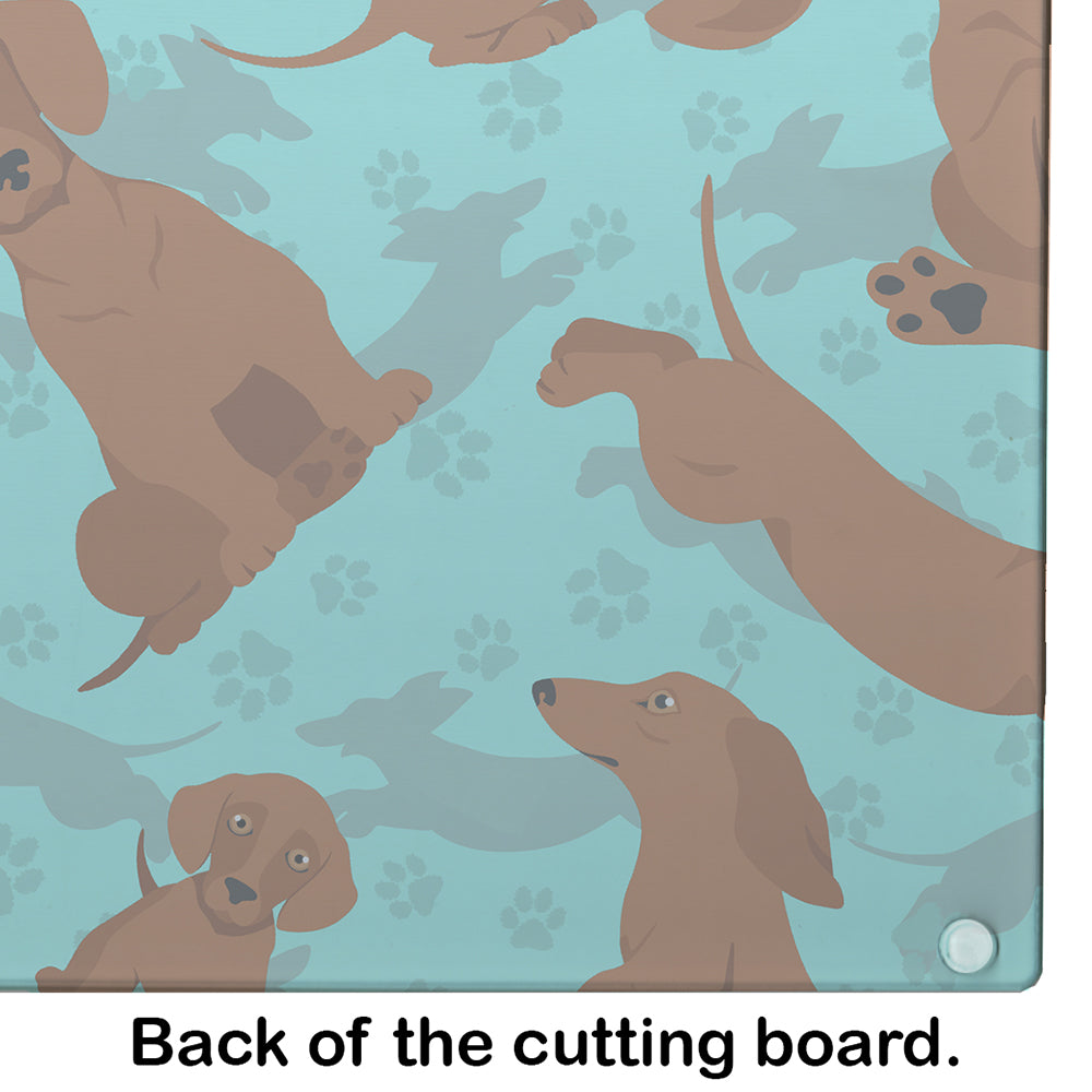 Red Dachshund Glass Cutting Board Large