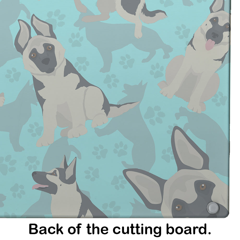 Black and Silver German Shepherd Glass Cutting Board Large