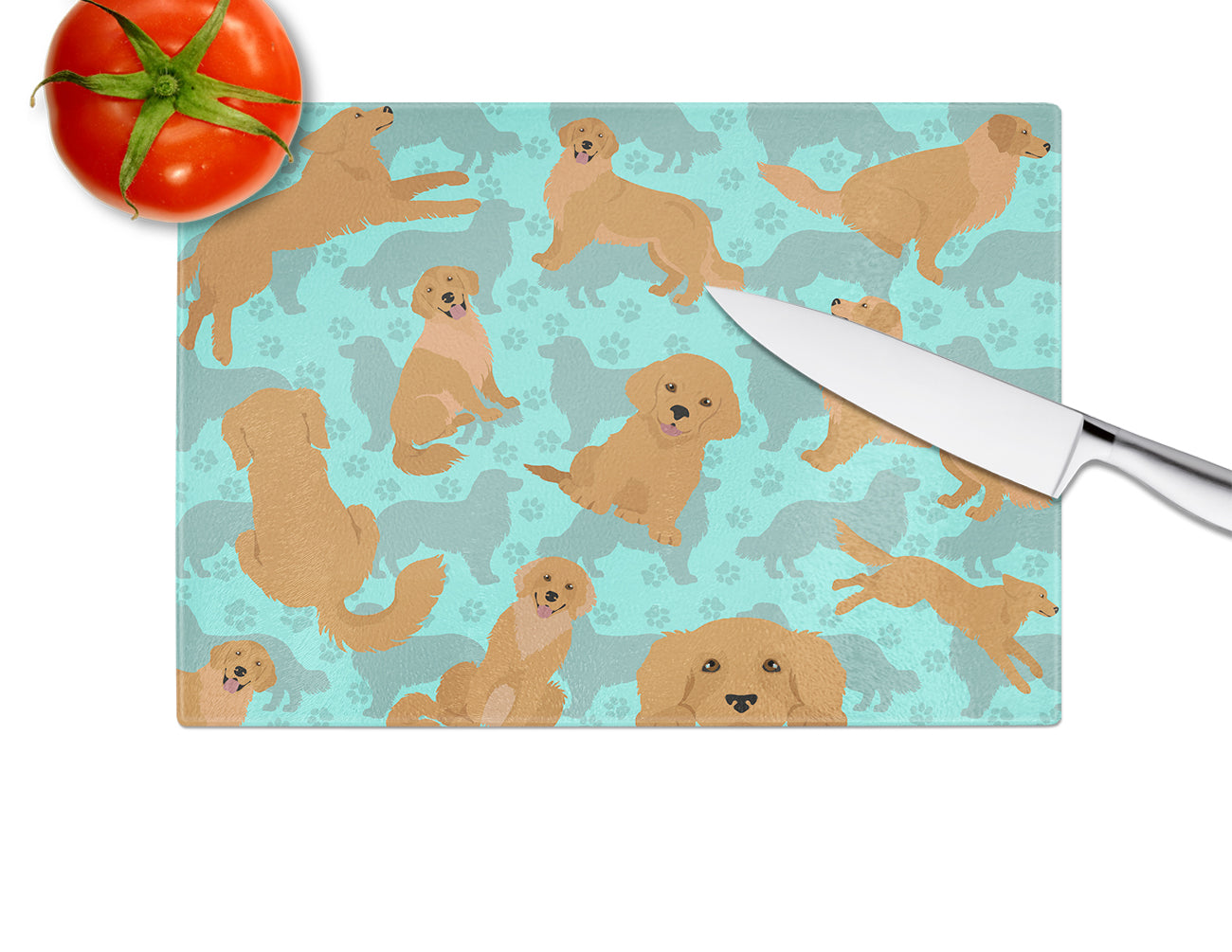 Golden Retriever Glass Cutting Board Large