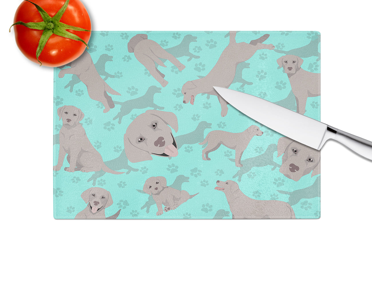 Grey Labrador Retriever Glass Cutting Board Large
