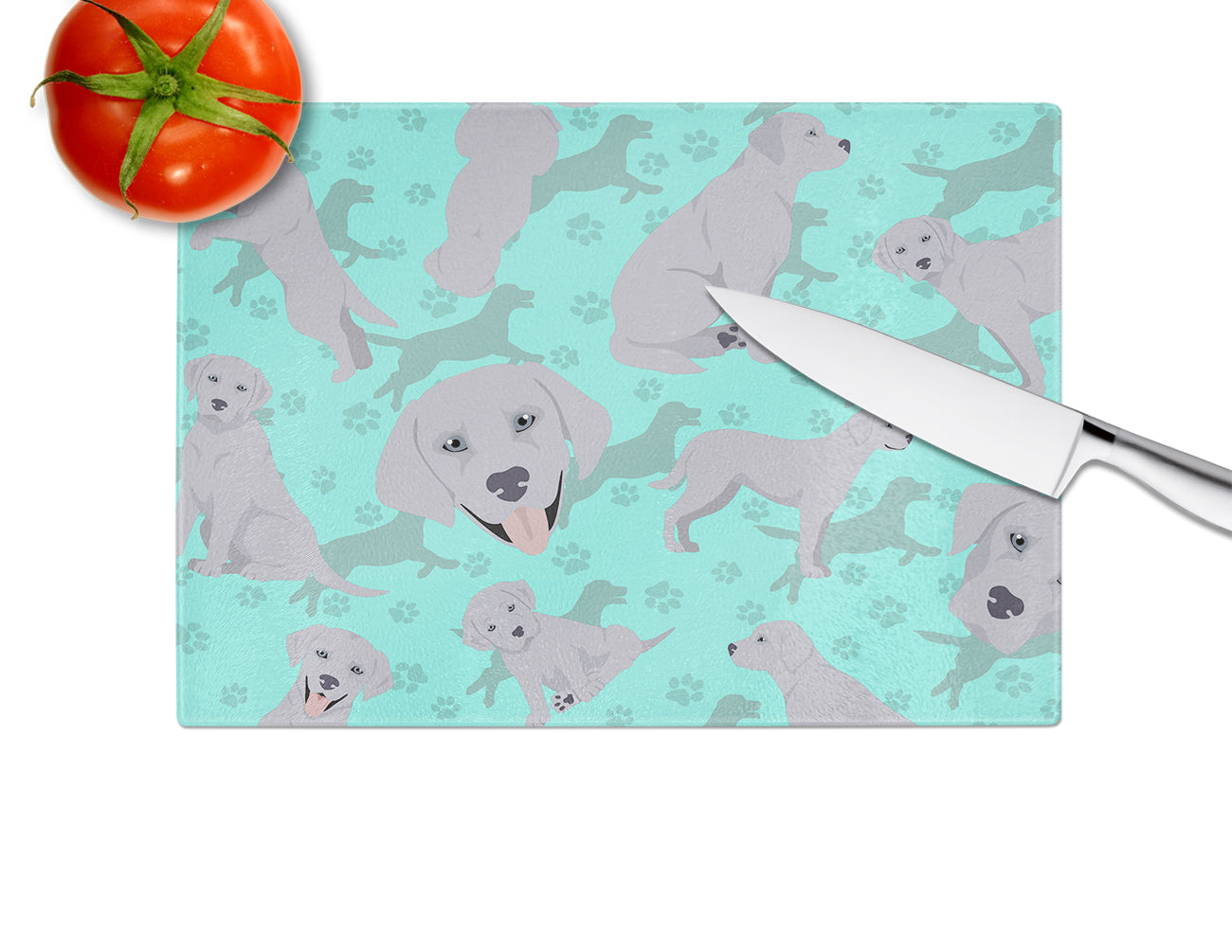 Silver Labrador Retriever Glass Cutting Board Large