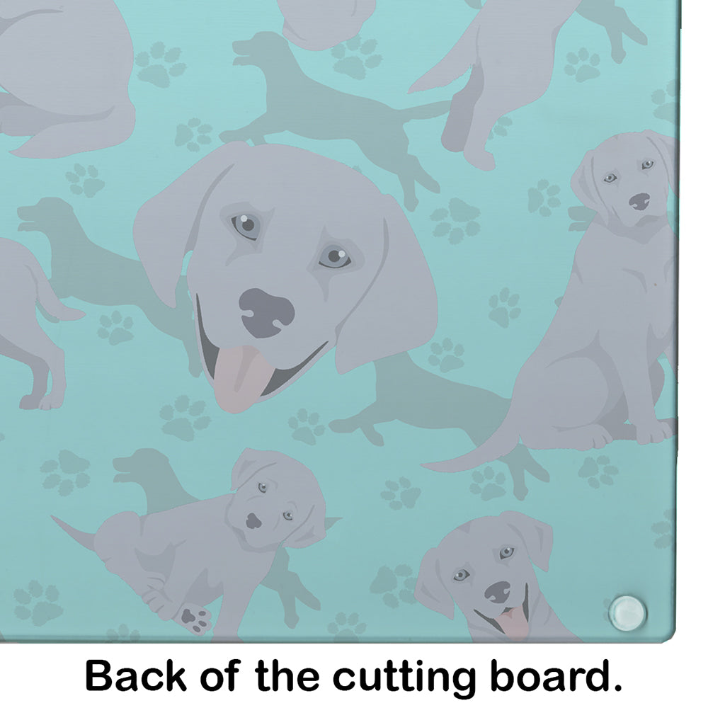 Silver Labrador Retriever Glass Cutting Board Large