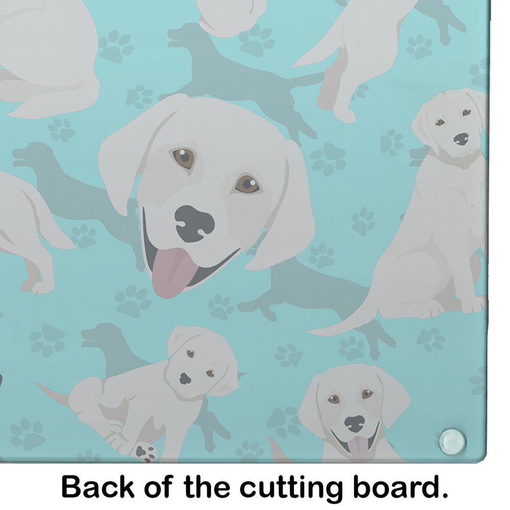 White Cream Labrador Retriever Glass Cutting Board Large
