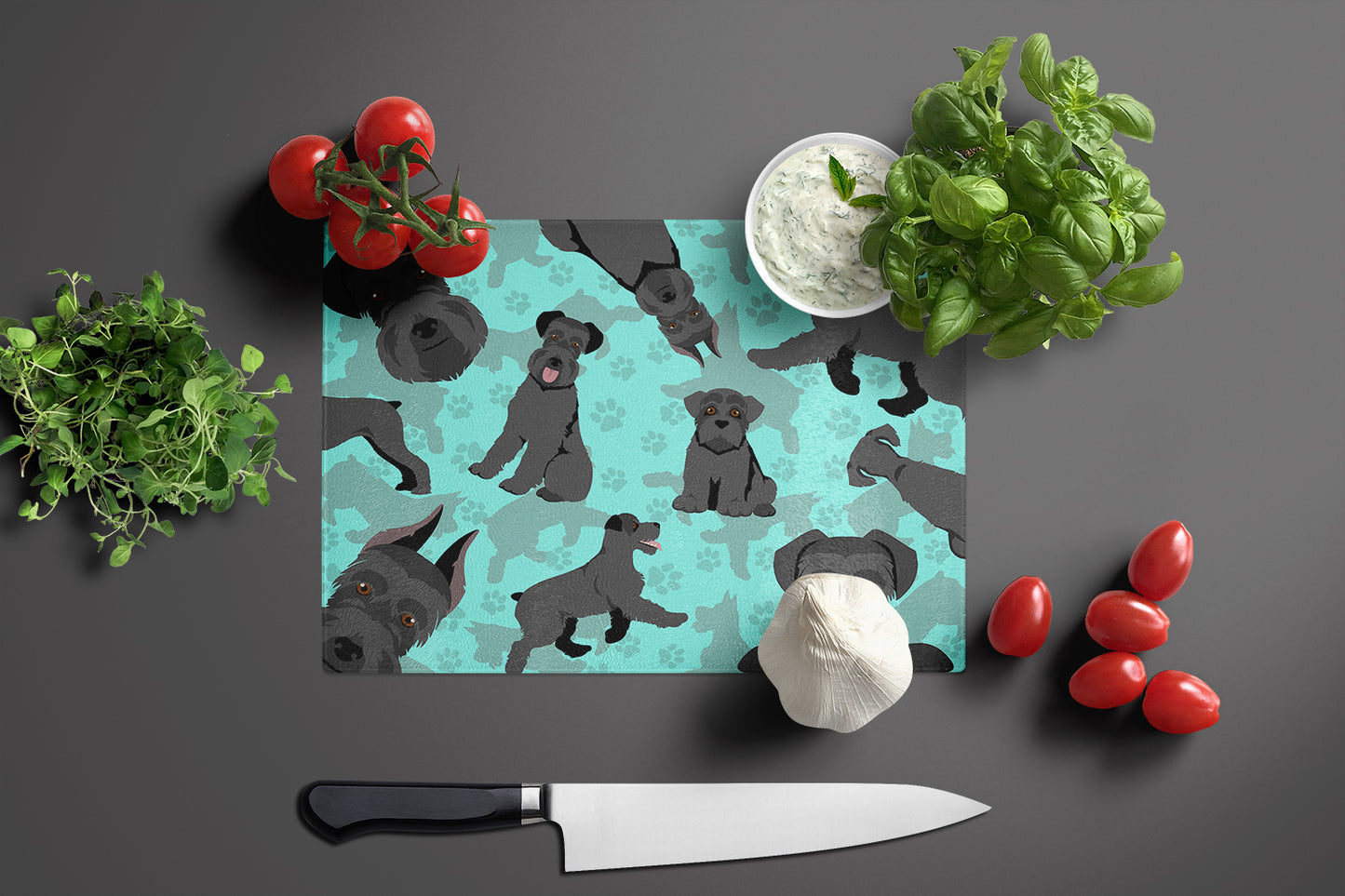 Black Schnauzer Glass Cutting Board Large