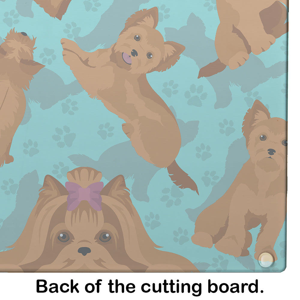 Red Yorkie Glass Cutting Board Large