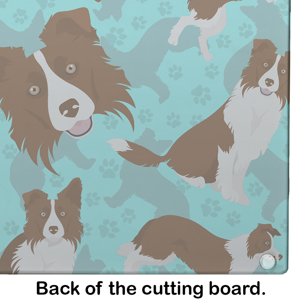 Red Border Collie Glass Cutting Board Large