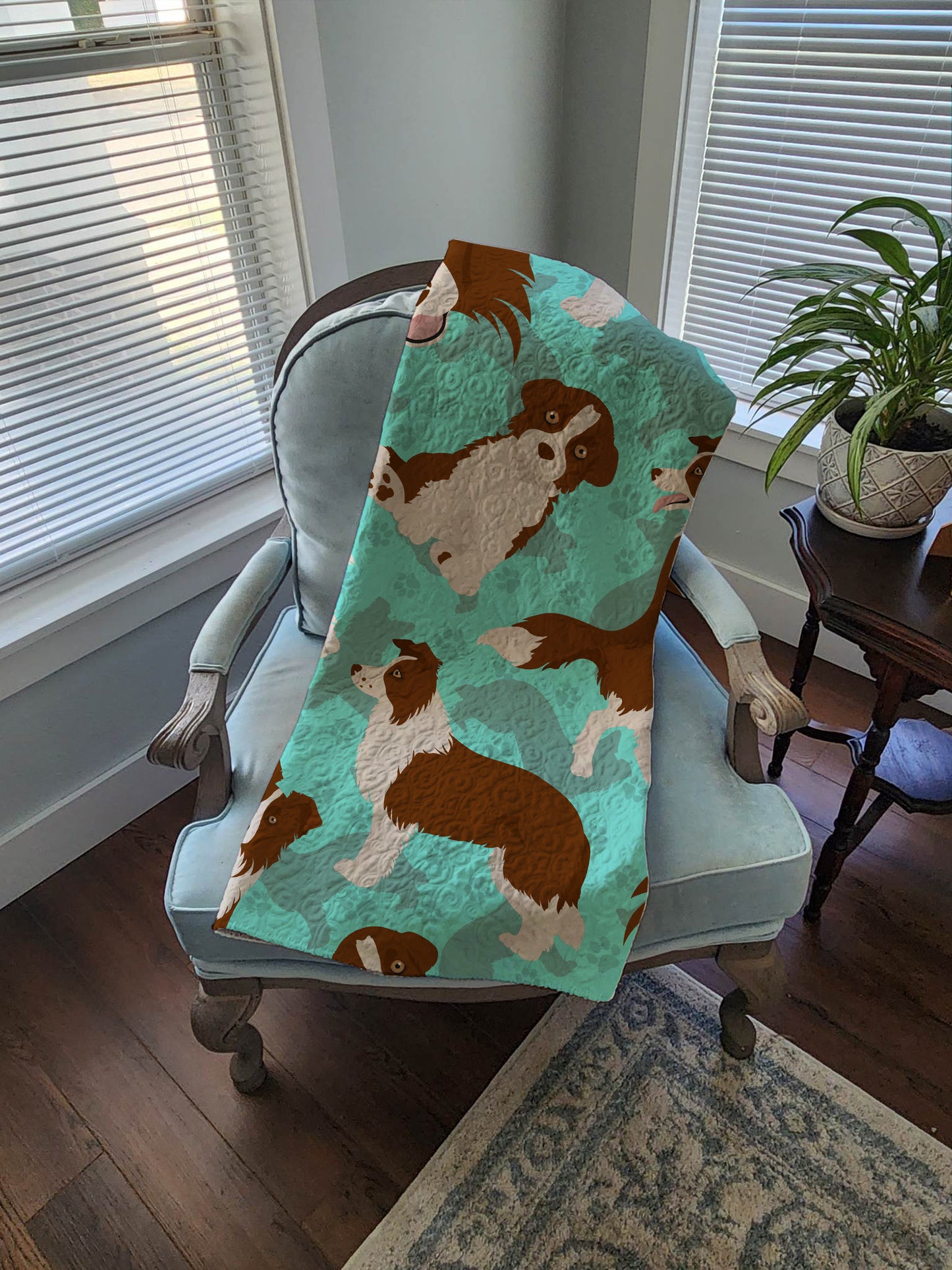 Red Border Collie Quilted Blanket 50x60