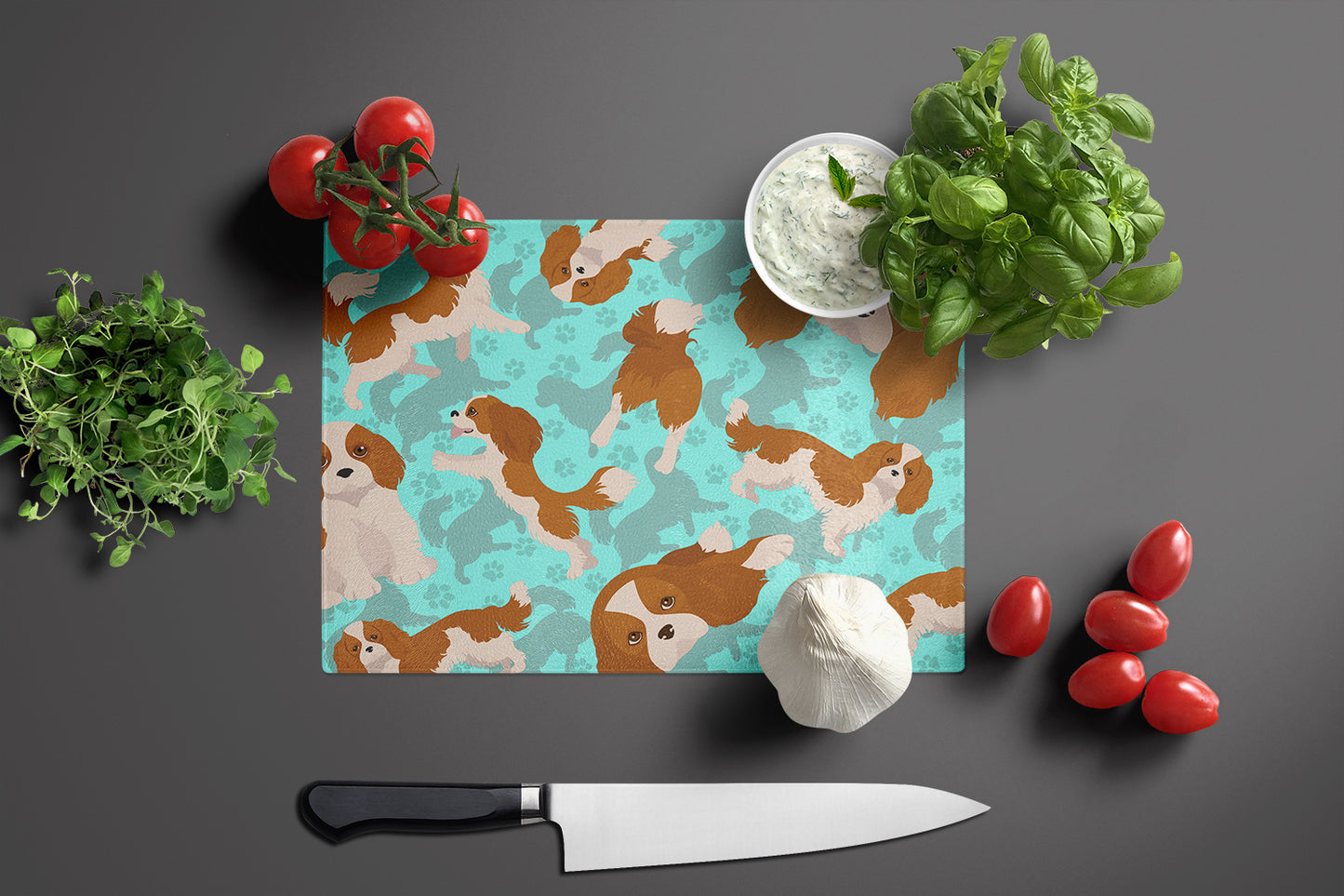 Blenheim Cavalier Spaniel Glass Cutting Board Large