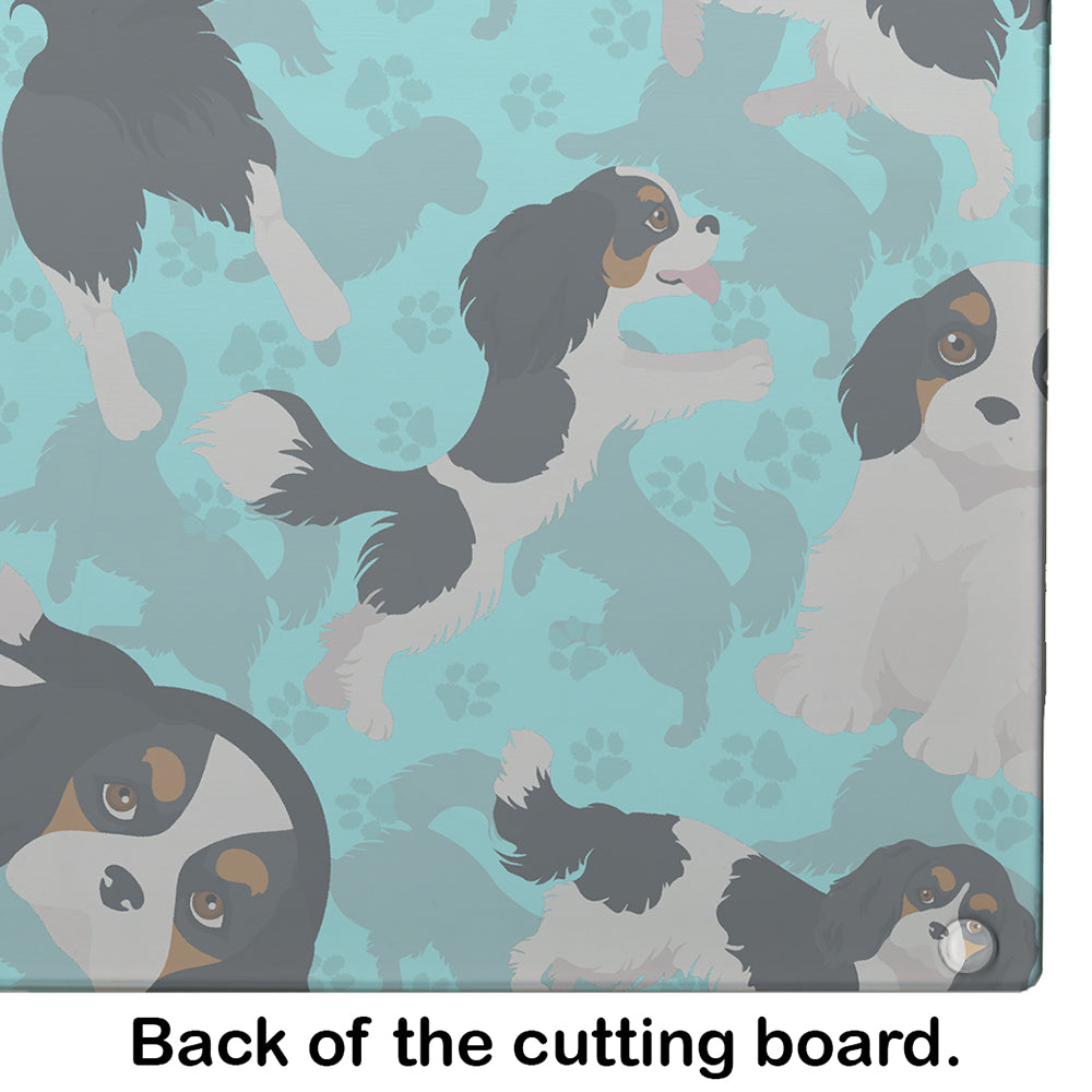 Tricolor Cavalier Spaniel Glass Cutting Board Large