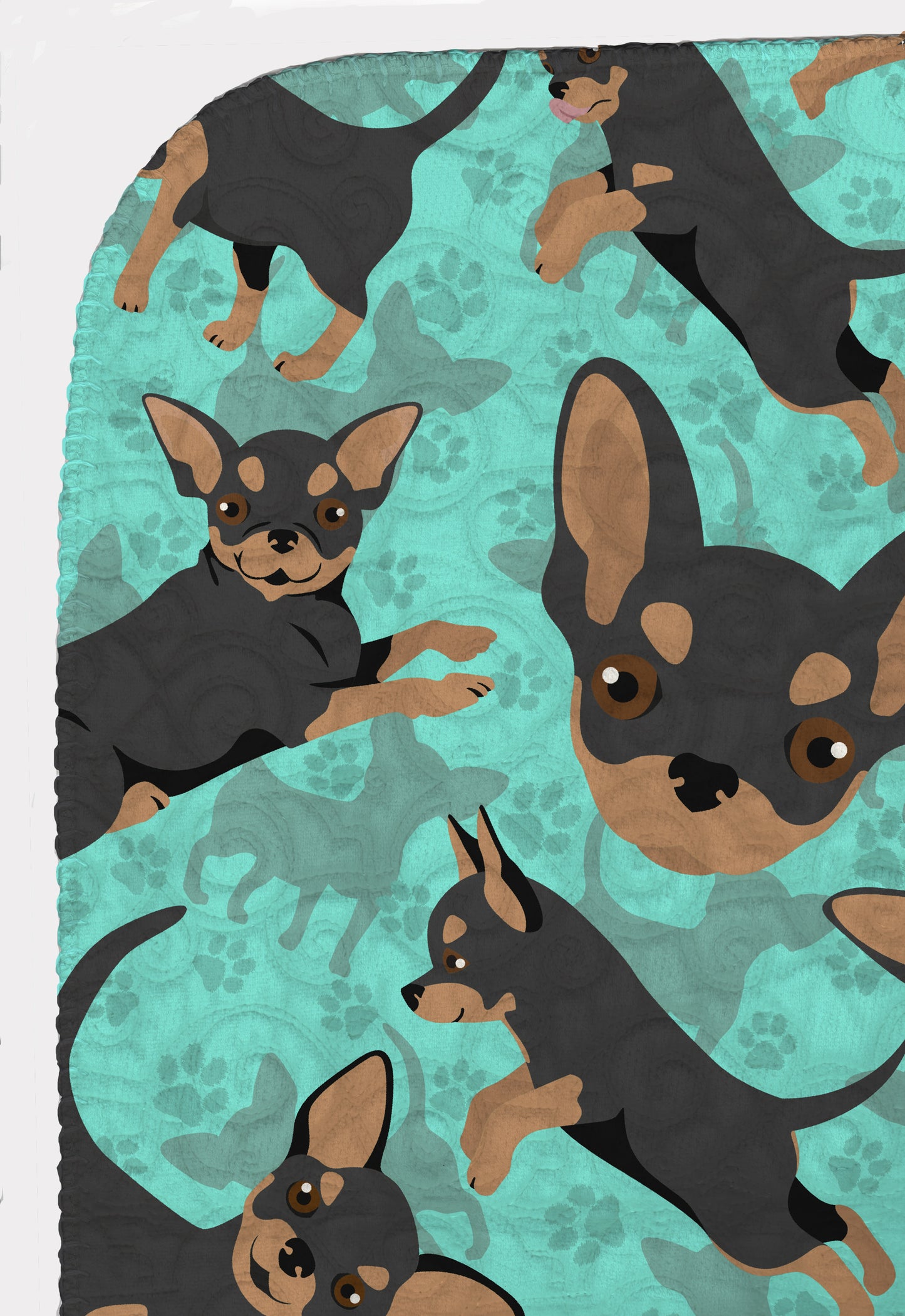 Black and Tan Chihuahua Quilted Blanket 50x60