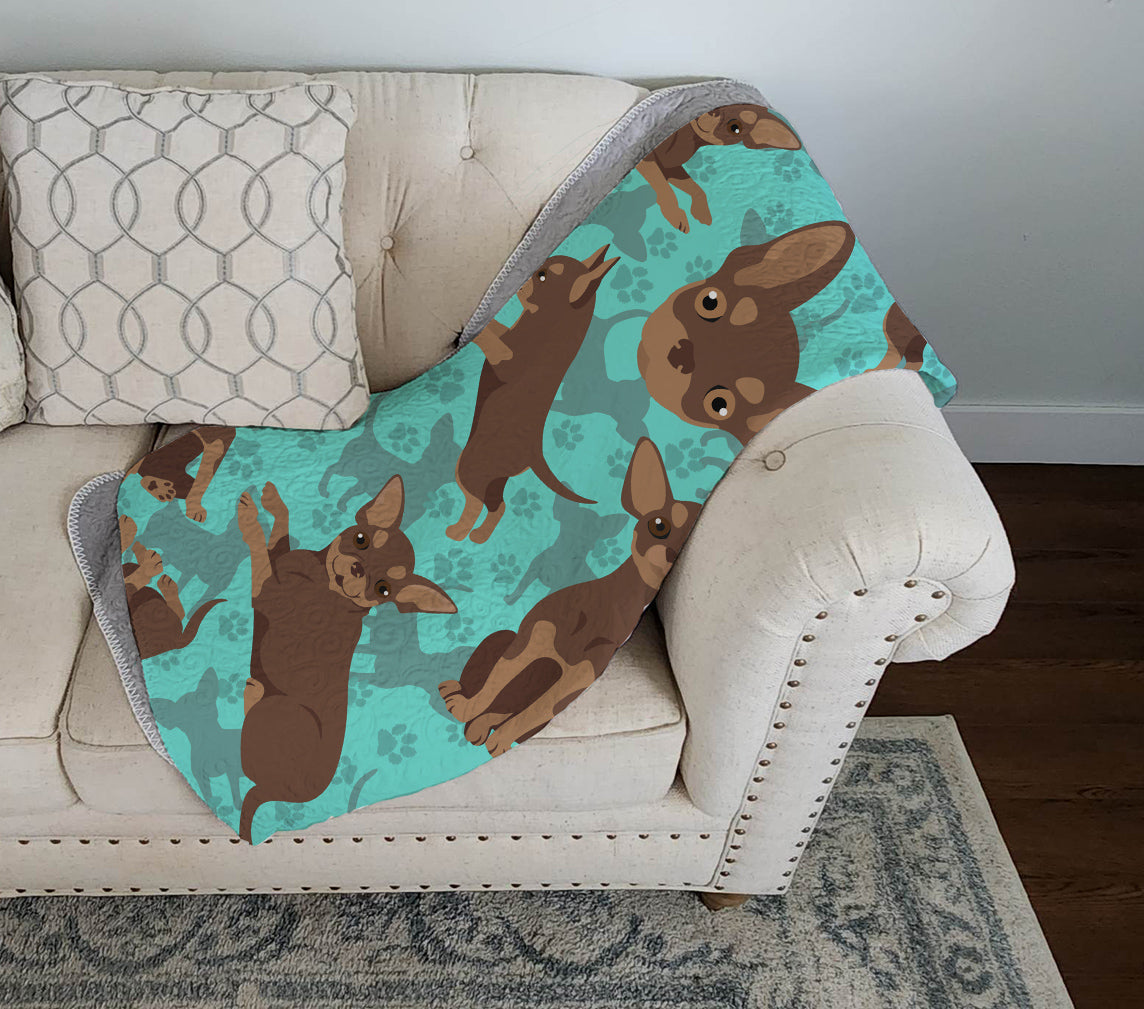 Chocolate Chihuahua Quilted Blanket 50x60