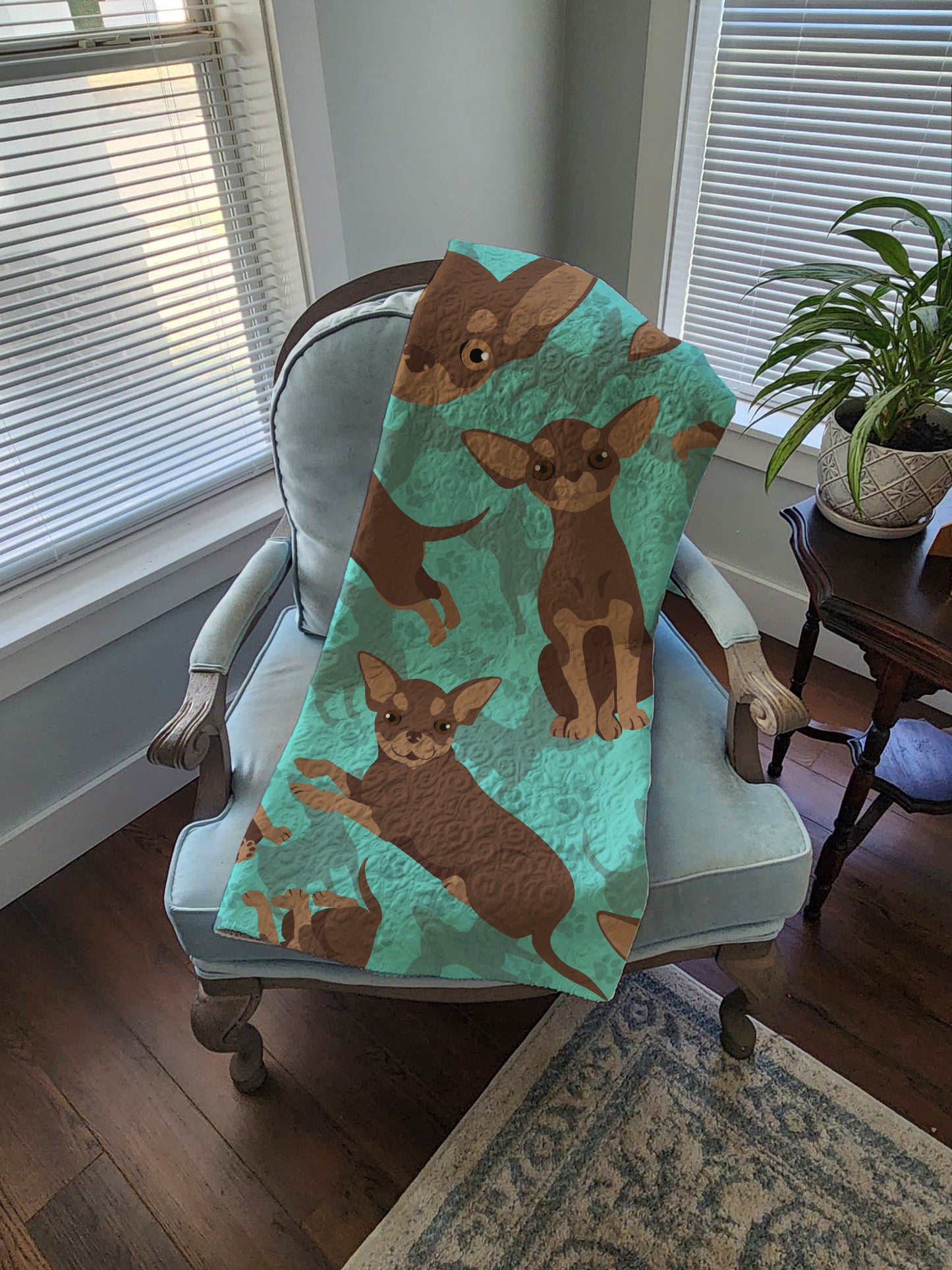 Chocolate Chihuahua Quilted Blanket 50x60