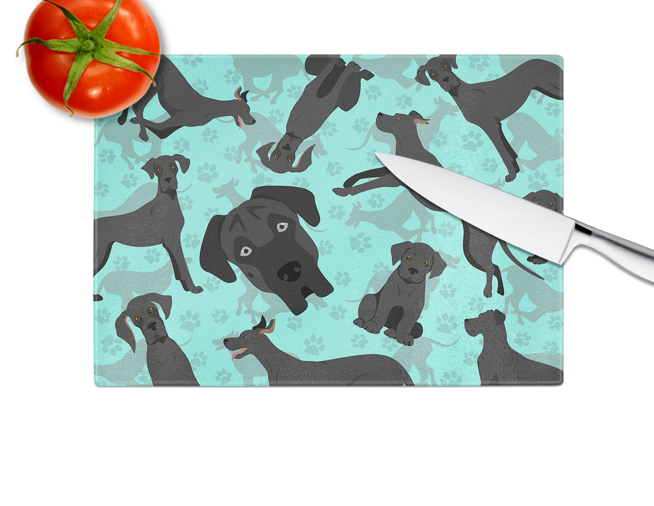 Black Great Dane Glass Cutting Board Large
