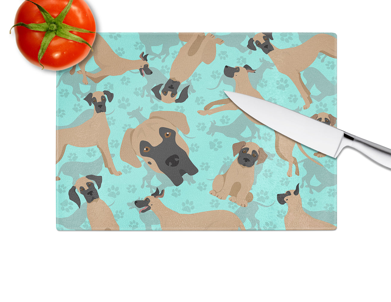 Fawn Great Dane Glass Cutting Board Large