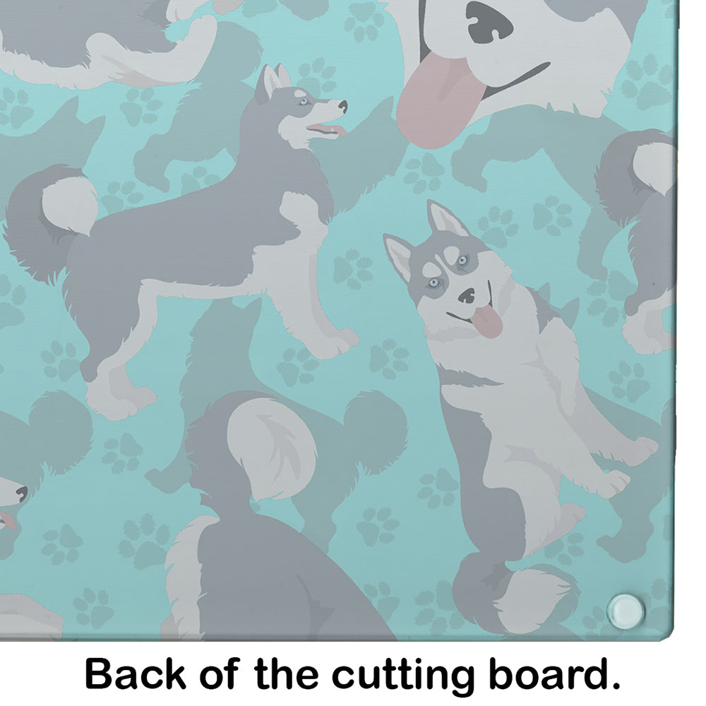 Grey Siberian Husky Glass Cutting Board Large
