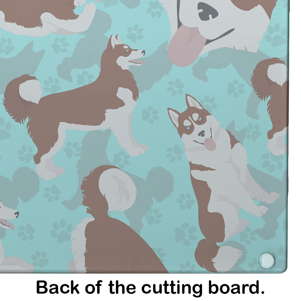 Red Siberian Husky Glass Cutting Board Large