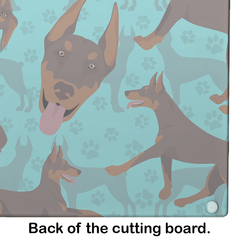 Red Doberman Pinscher Glass Cutting Board Large