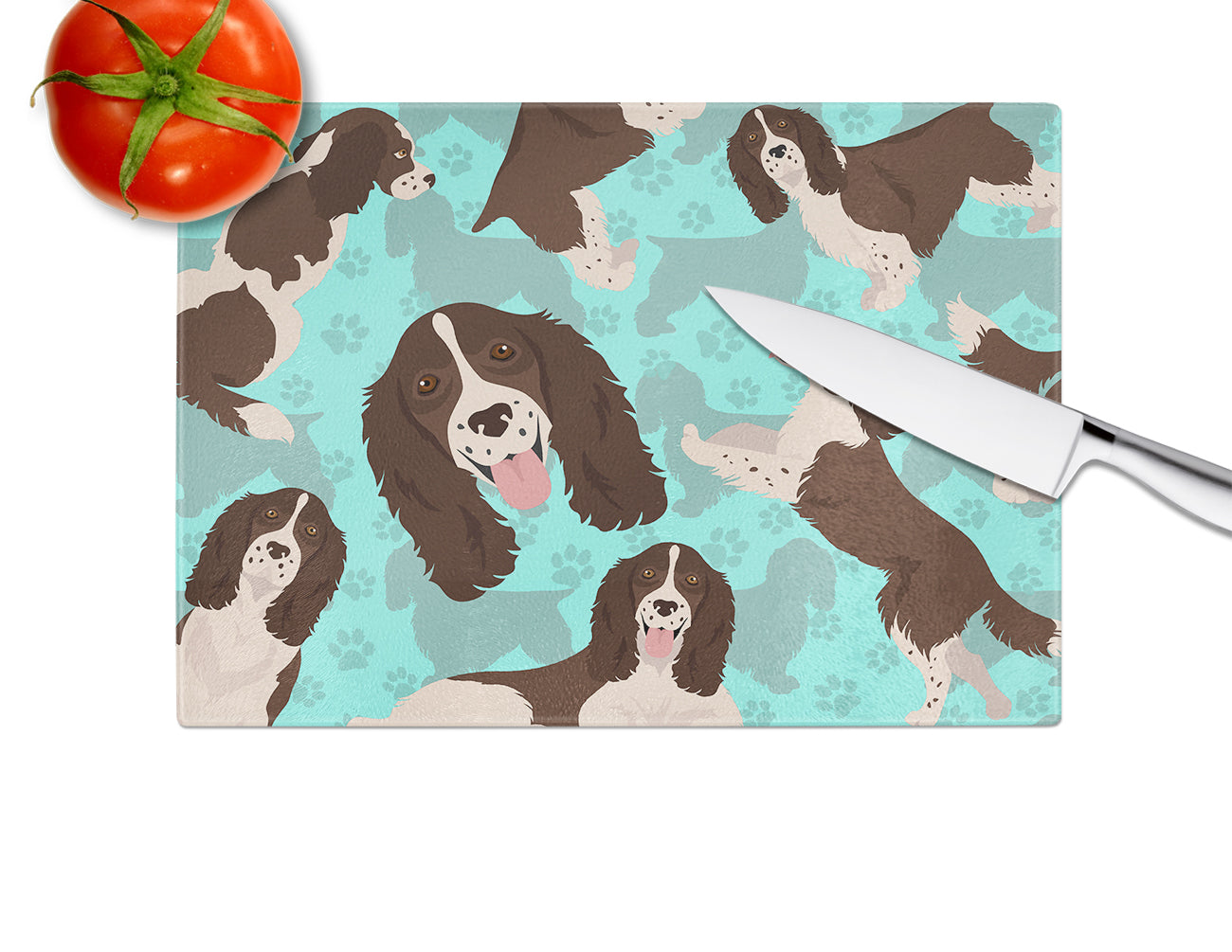 Liver English Springer Spaniel Glass Cutting Board Large
