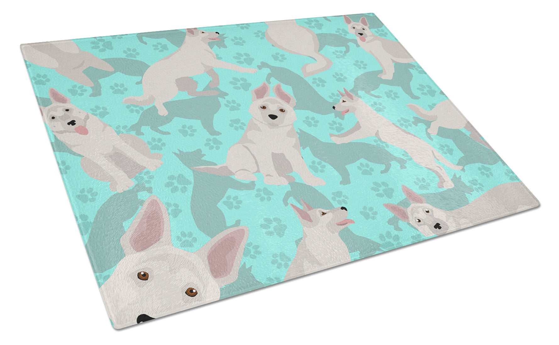 Buy this White German Shepherd Glass Cutting Board Large