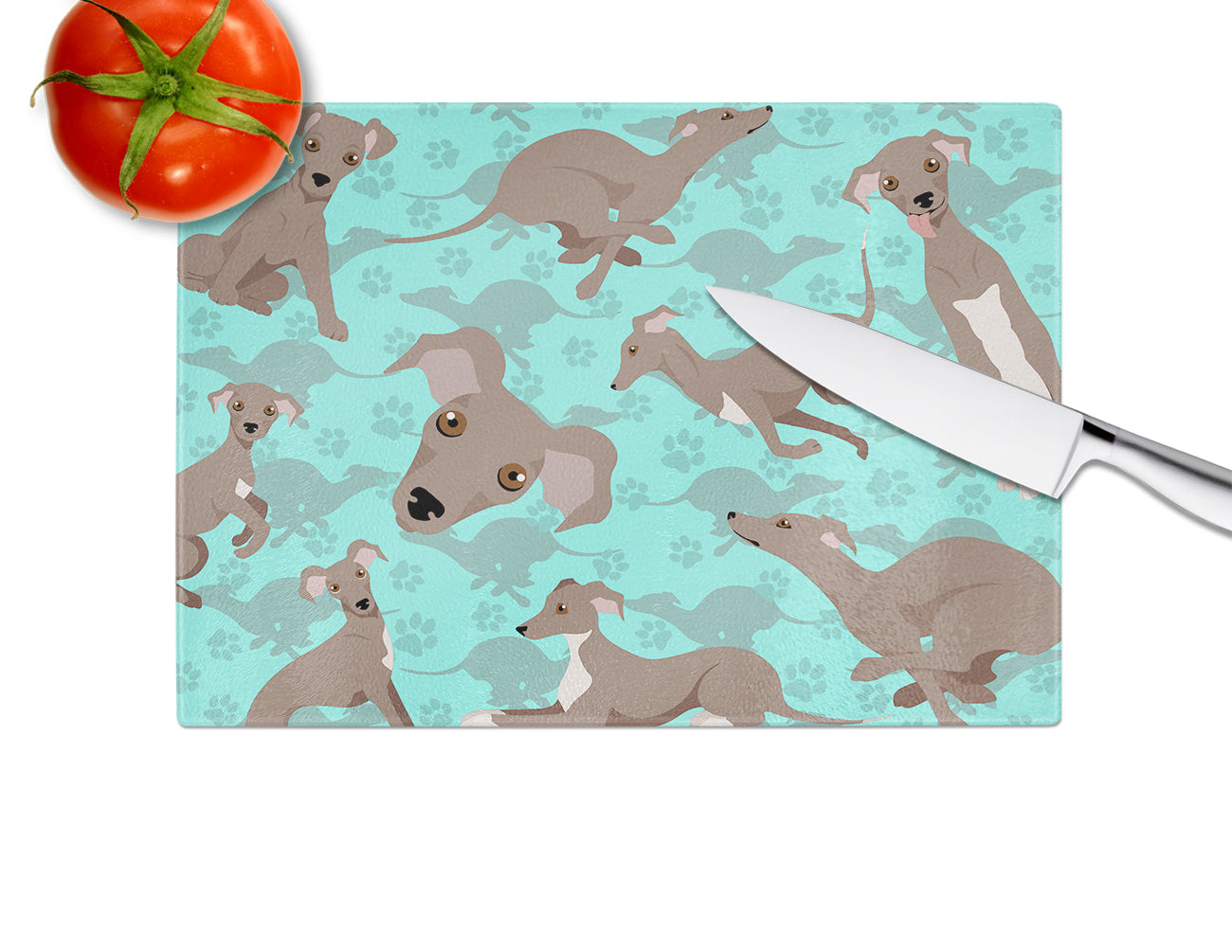 Fawn Italian Greyhound Glass Cutting Board Large