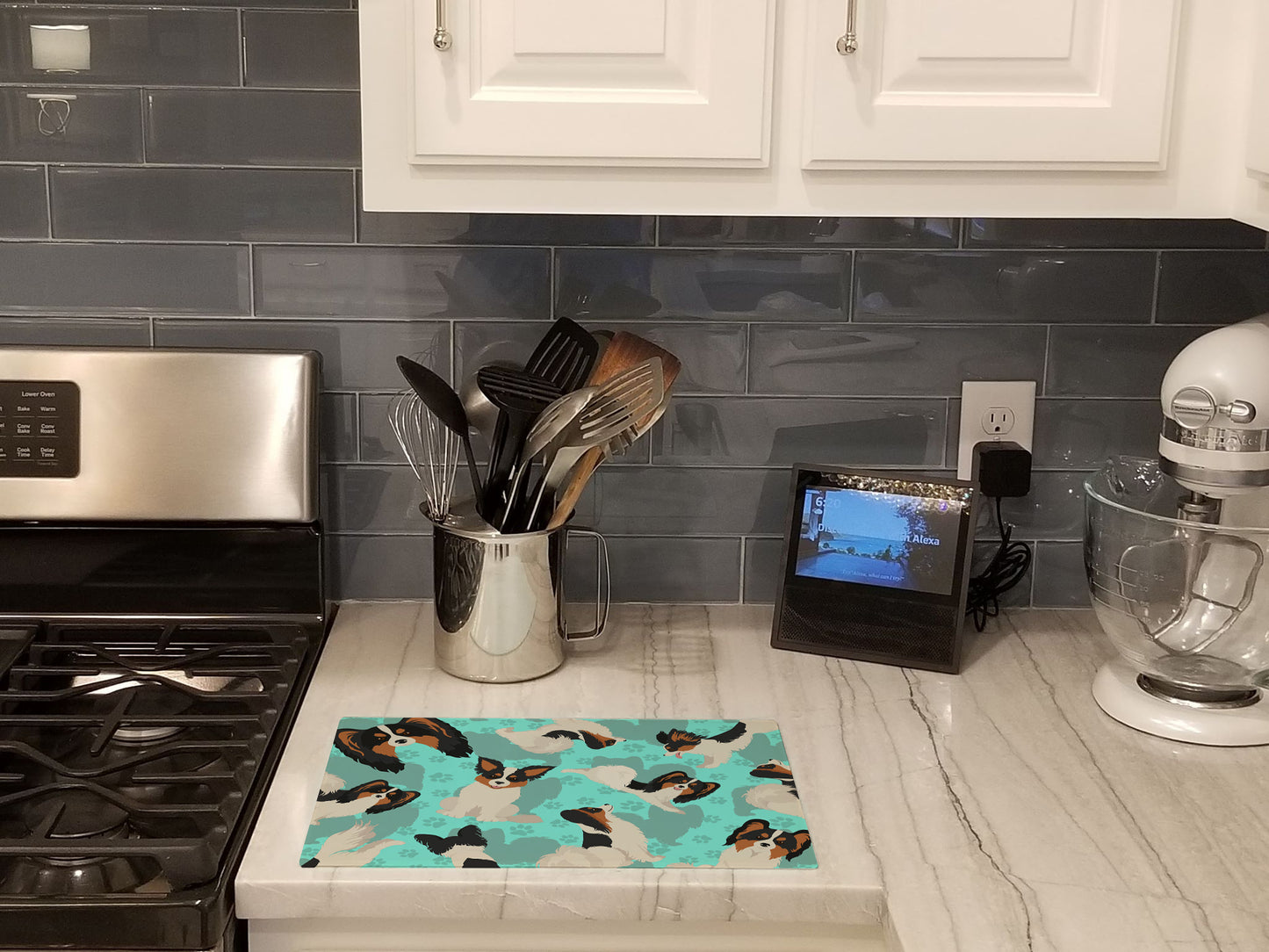 Tricolor Papillon Glass Cutting Board Large