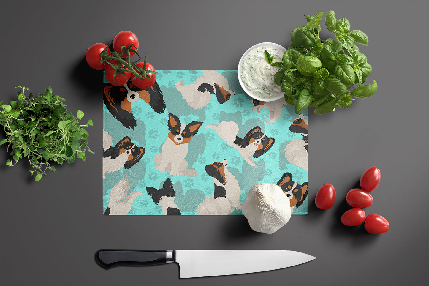 Tricolor Papillon Glass Cutting Board Large