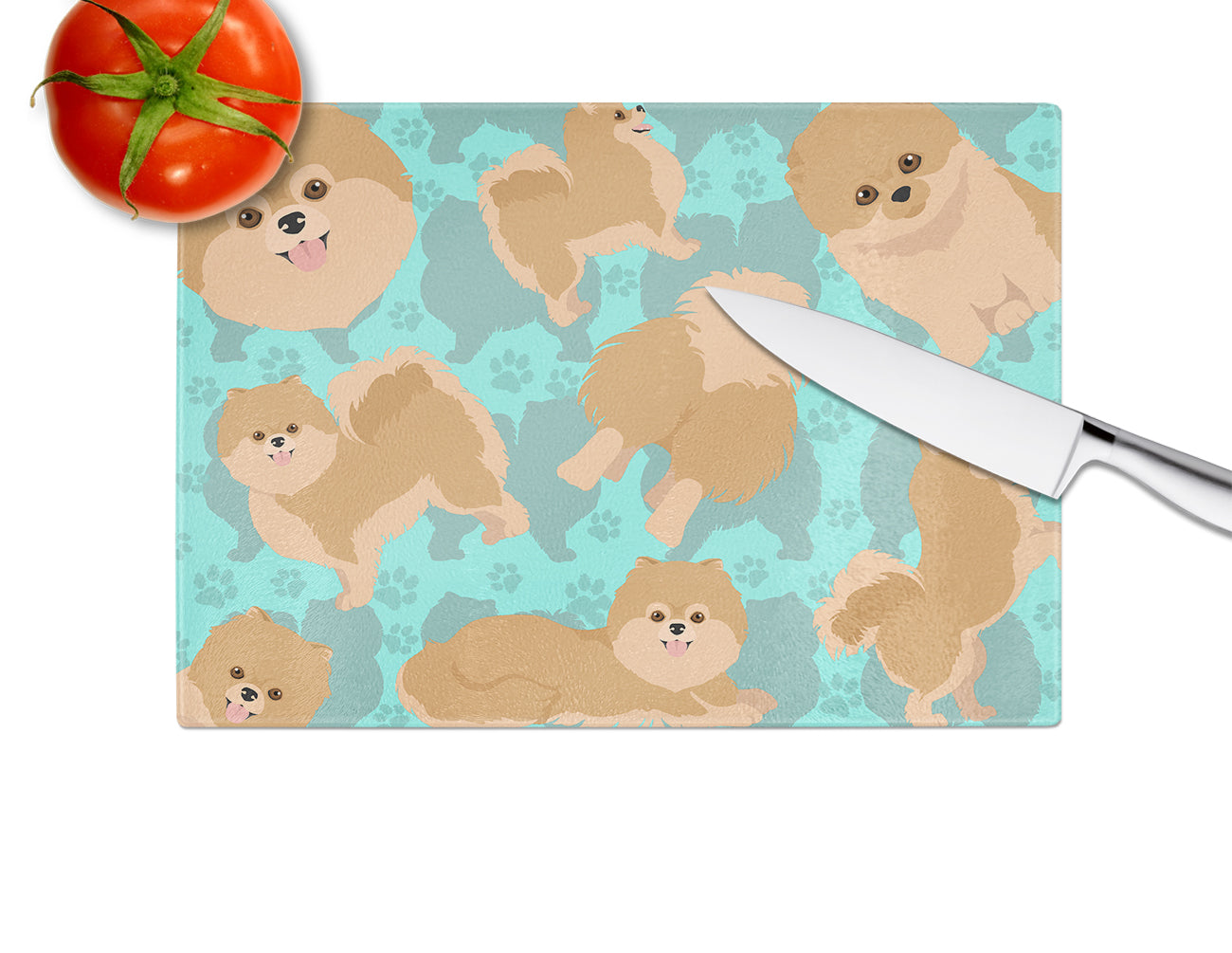 Orange Pomeranian Glass Cutting Board Large