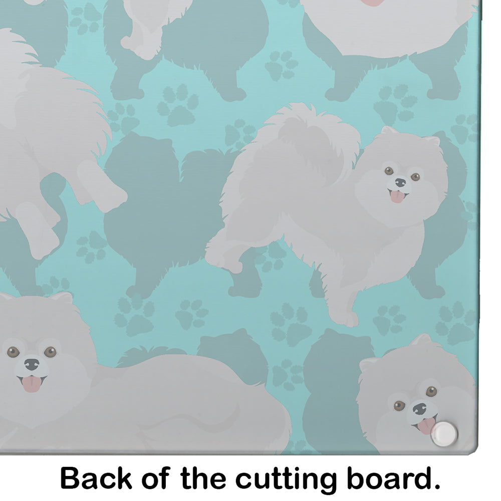White Pomeranian Glass Cutting Board Large