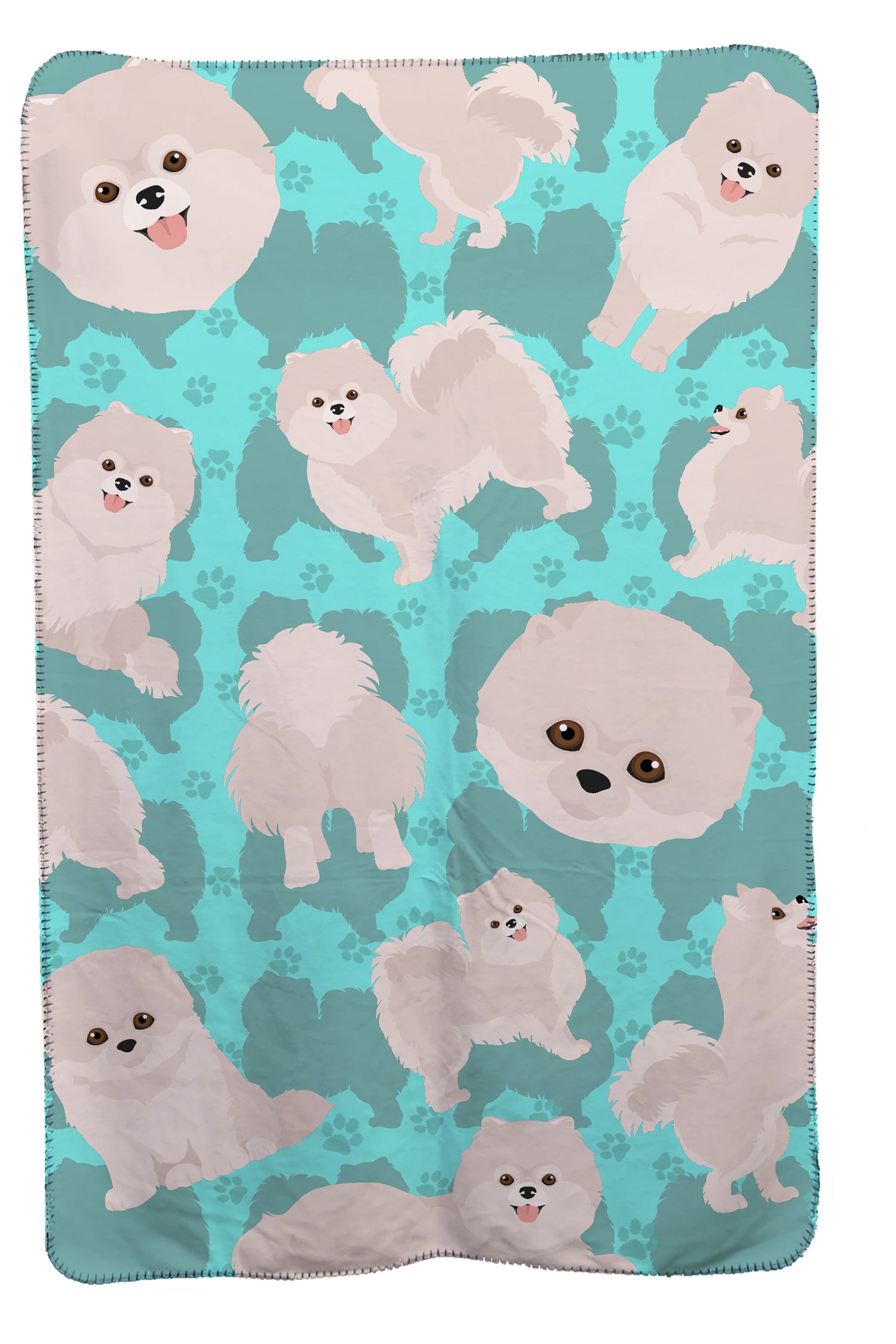 Buy this White Pomeranian Soft Travel Blanket with Bag