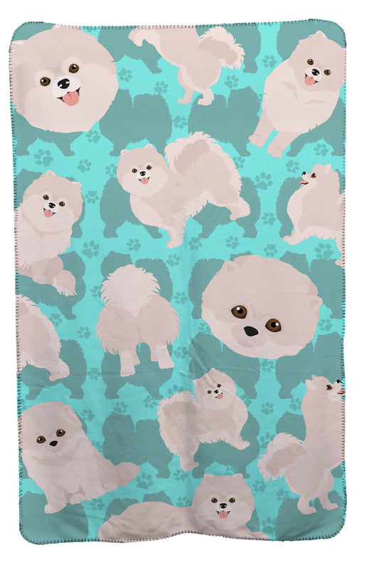 Buy this White Pomeranian Soft Travel Blanket with Bag