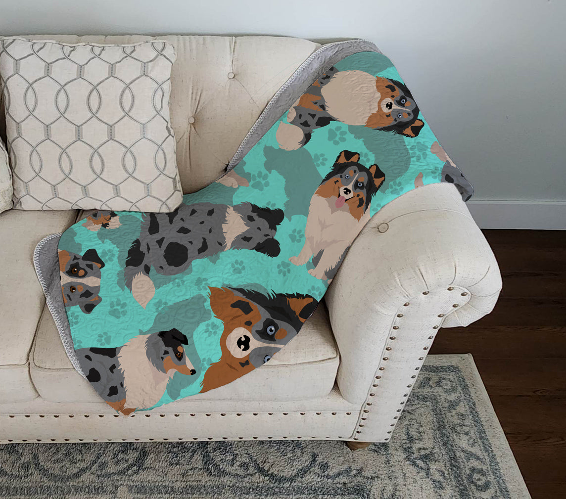 Blue Merle Sheltie Quilted Blanket 50x60