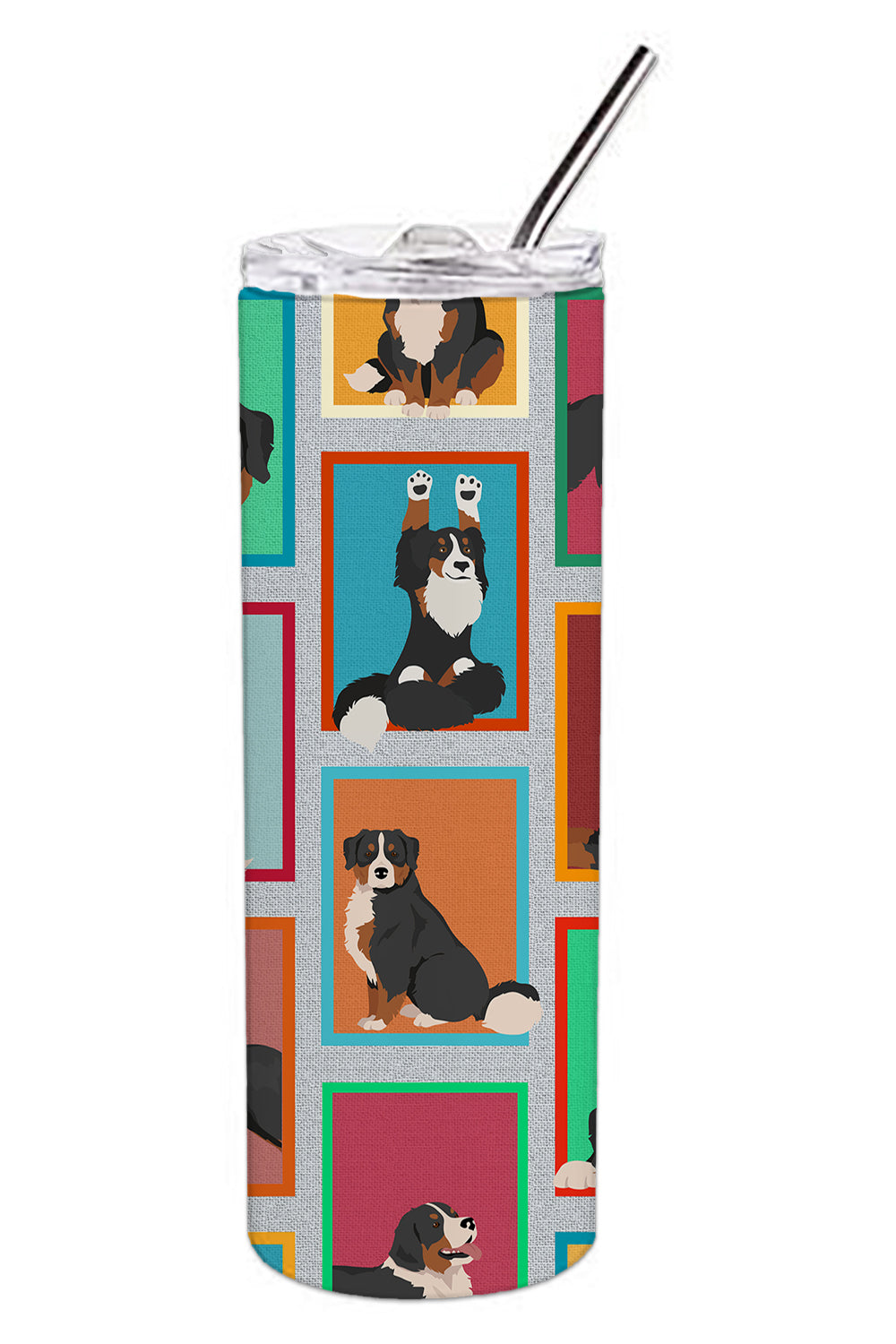 Lots of Bernese Mountain Dog Stainless Steel Skinny Tumbler