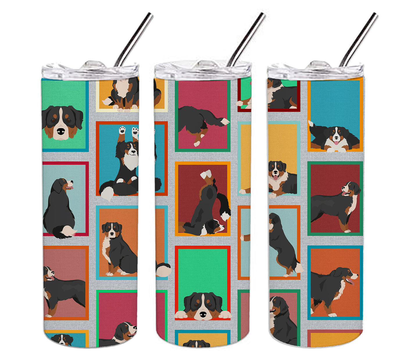 Lots of Bernese Mountain Dog Stainless Steel Skinny Tumbler