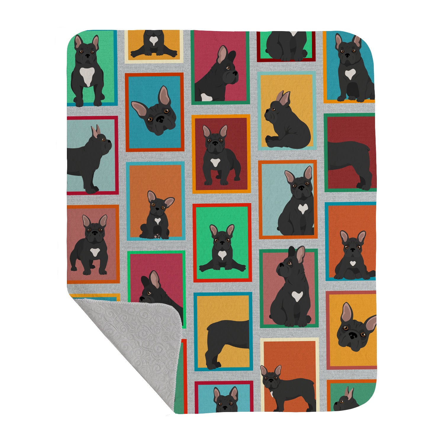 Buy this Lots of Black French Bulldog Quilted Blanket 50x60