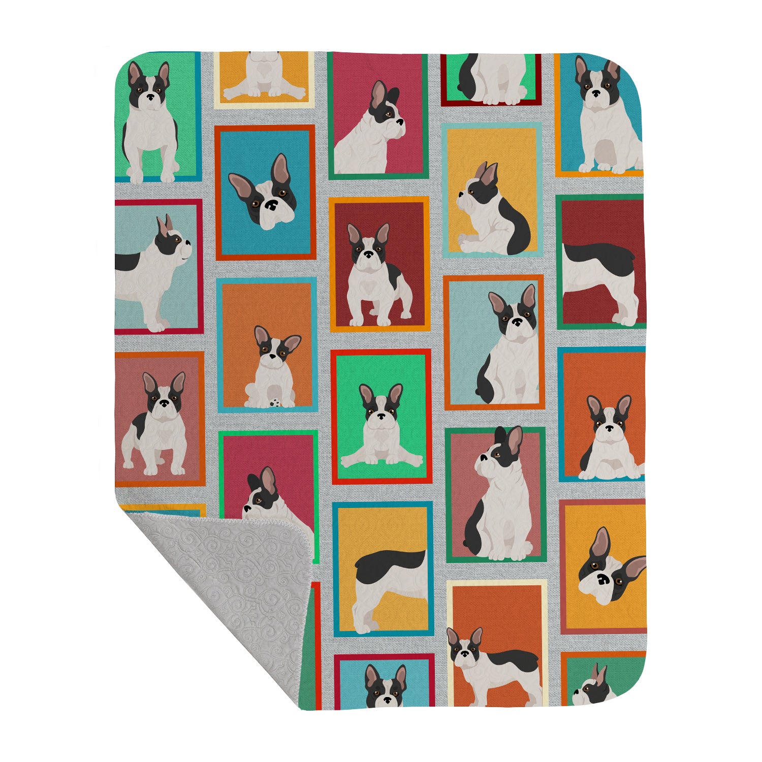 Buy this Lots of Black and White French Bulldog Quilted Blanket 50x60