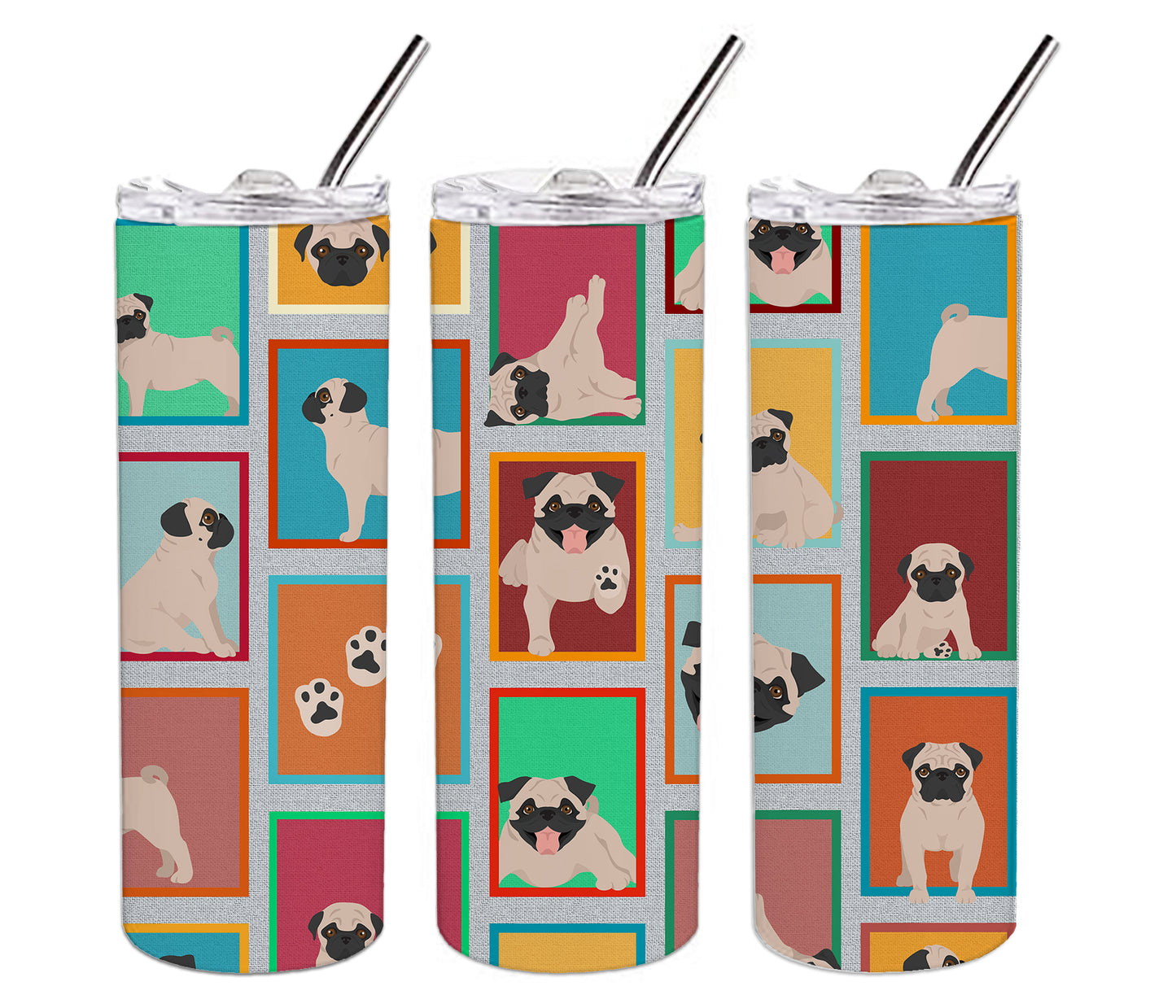 Lots of Fawn Pug Stainless Steel Skinny Tumbler