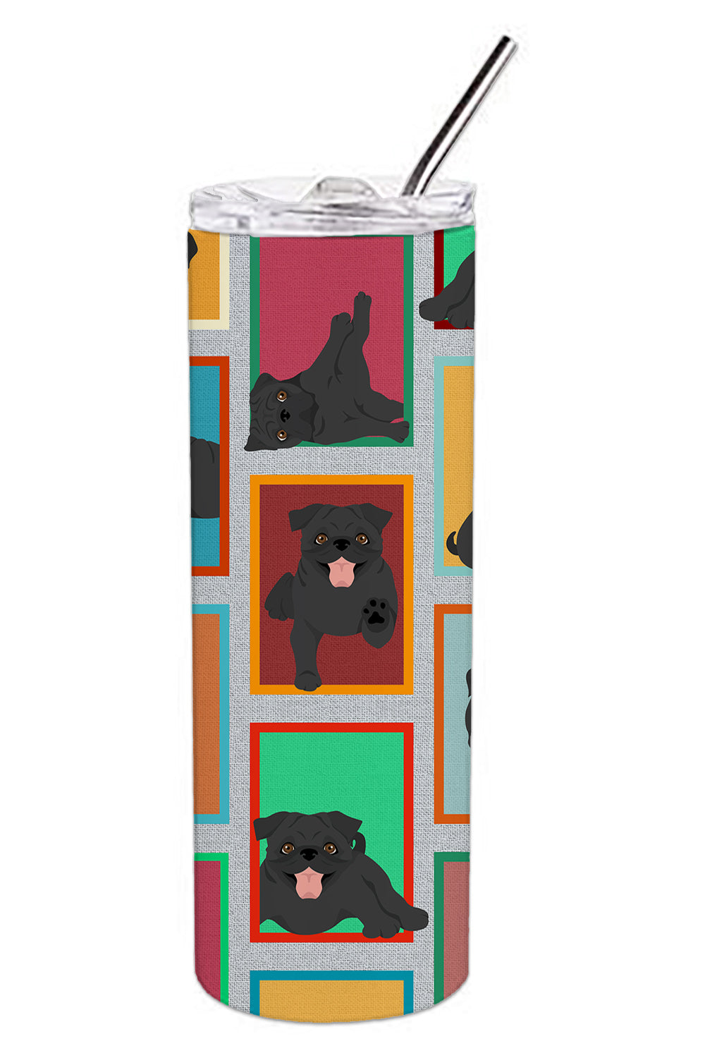 Buy this Lots of Black Pug Stainless Steel Skinny Tumbler