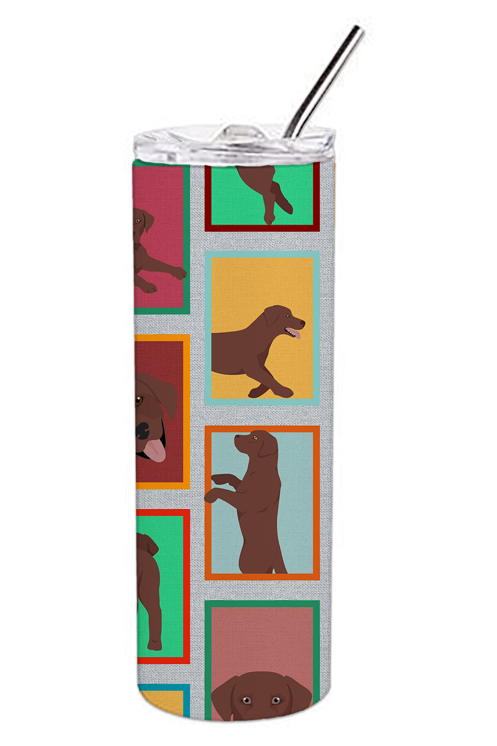 Lots of Chocolate Labrador Retriever Stainless Steel Skinny Tumbler