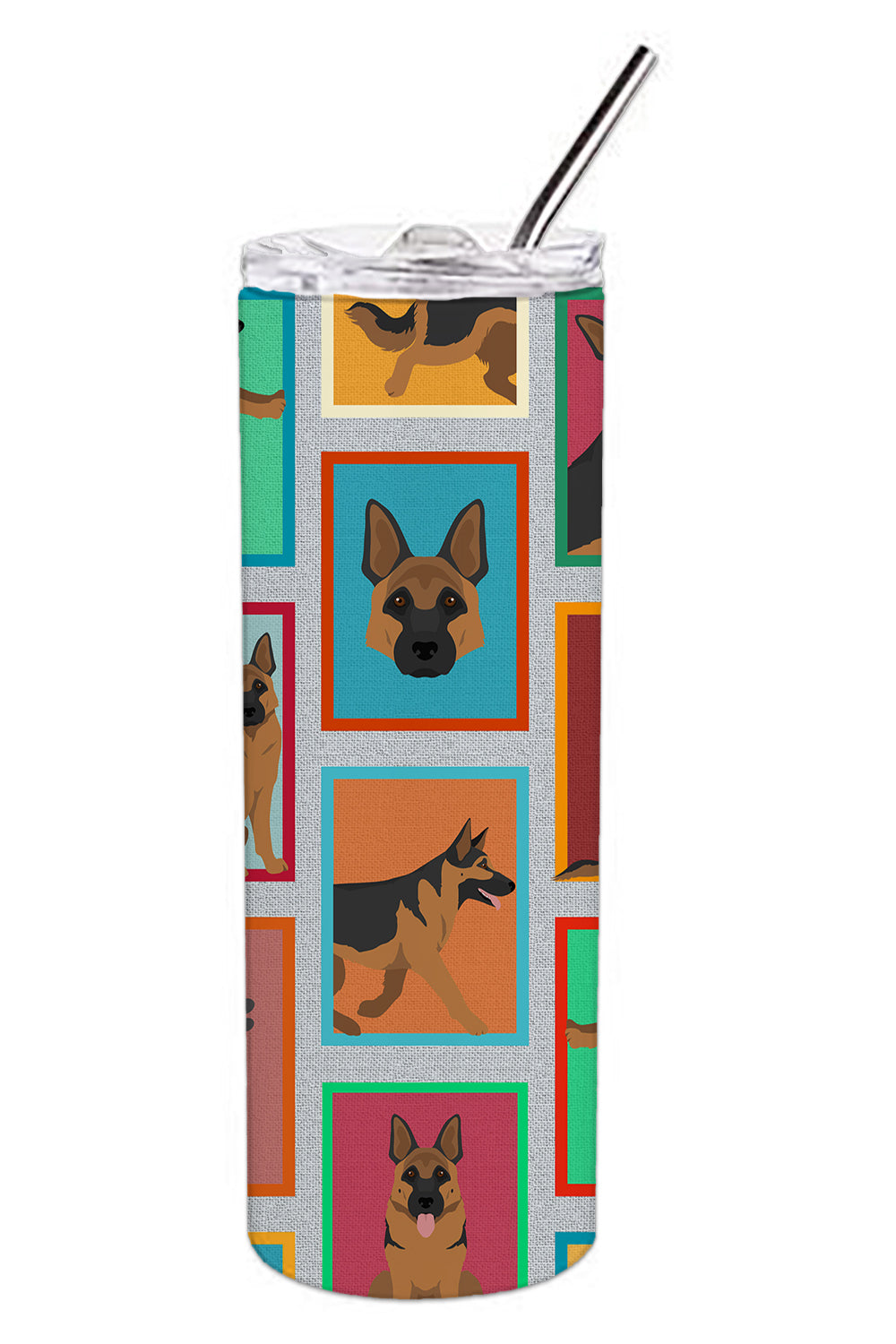 Lots of German Shepherd Stainless Steel Skinny Tumbler