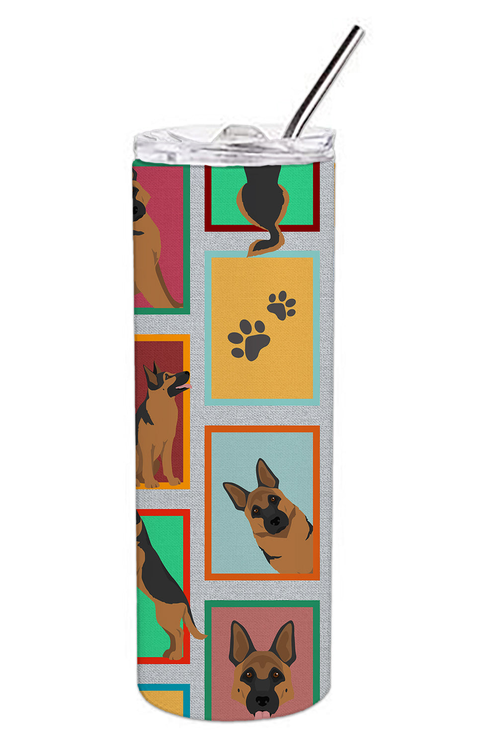 Lots of German Shepherd Stainless Steel Skinny Tumbler