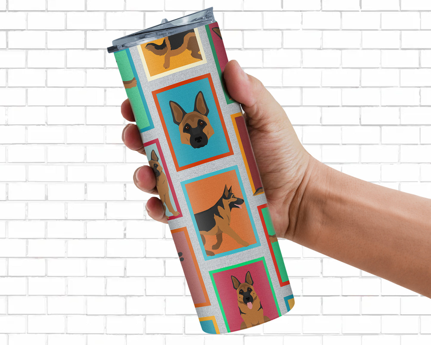 Lots of German Shepherd Stainless Steel Skinny Tumbler