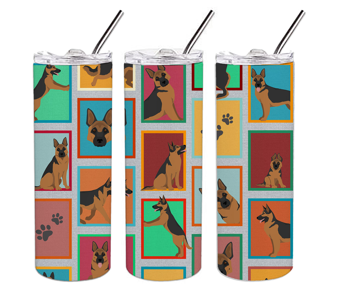 Lots of German Shepherd Stainless Steel Skinny Tumbler