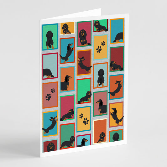 Buy this Lots of Longhaired Black Tan Dachshund Greeting Cards Pack of 8